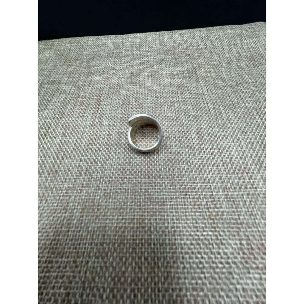 Antique Silver Spoon Ring Unisex Size 6.5 Floral Pattern